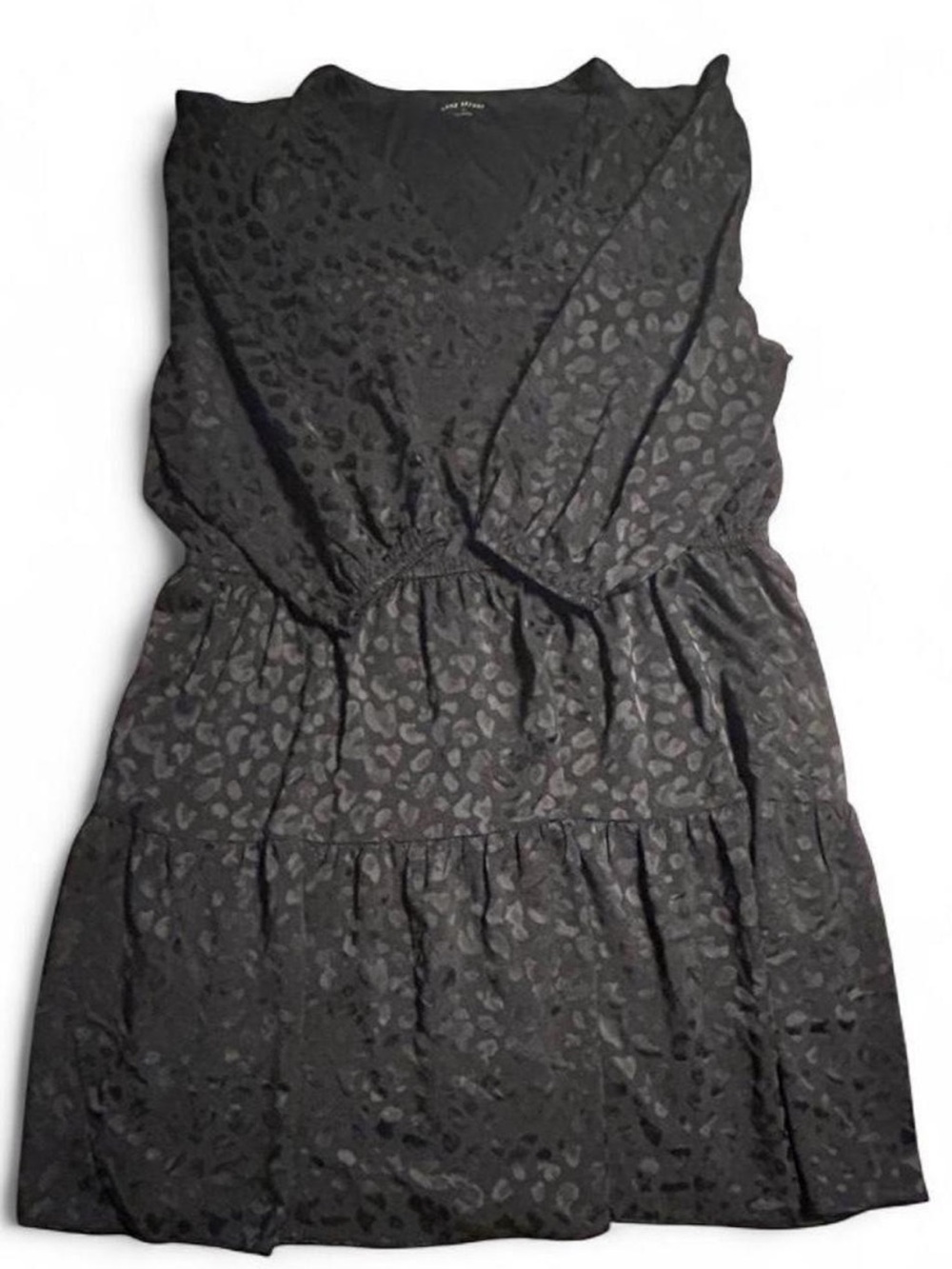 Lane Bryant Black Leopard-Print V-Neck Tiered Tunic Dress - Size 22